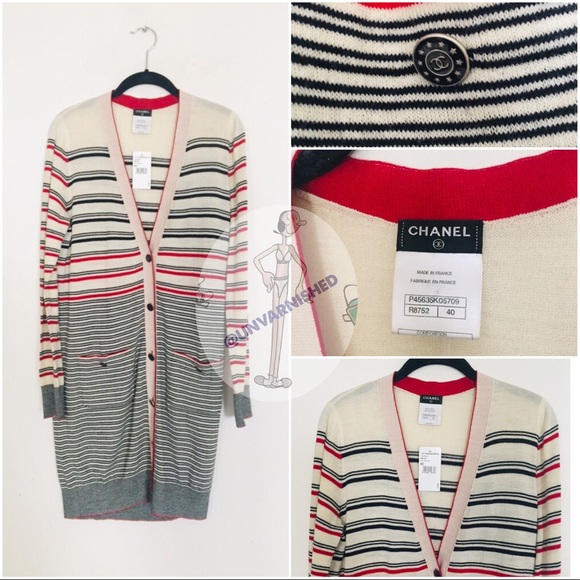 Chanel Striped Long Cardigan US 4-6 - Picture 5 of 10